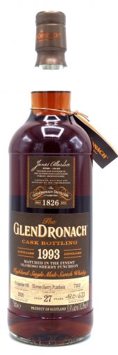 1993 Glendronach Single Malt Scotch Whisky 27 Year Old, Single Cask #7102, 102.8 Proof (2020) 750ml