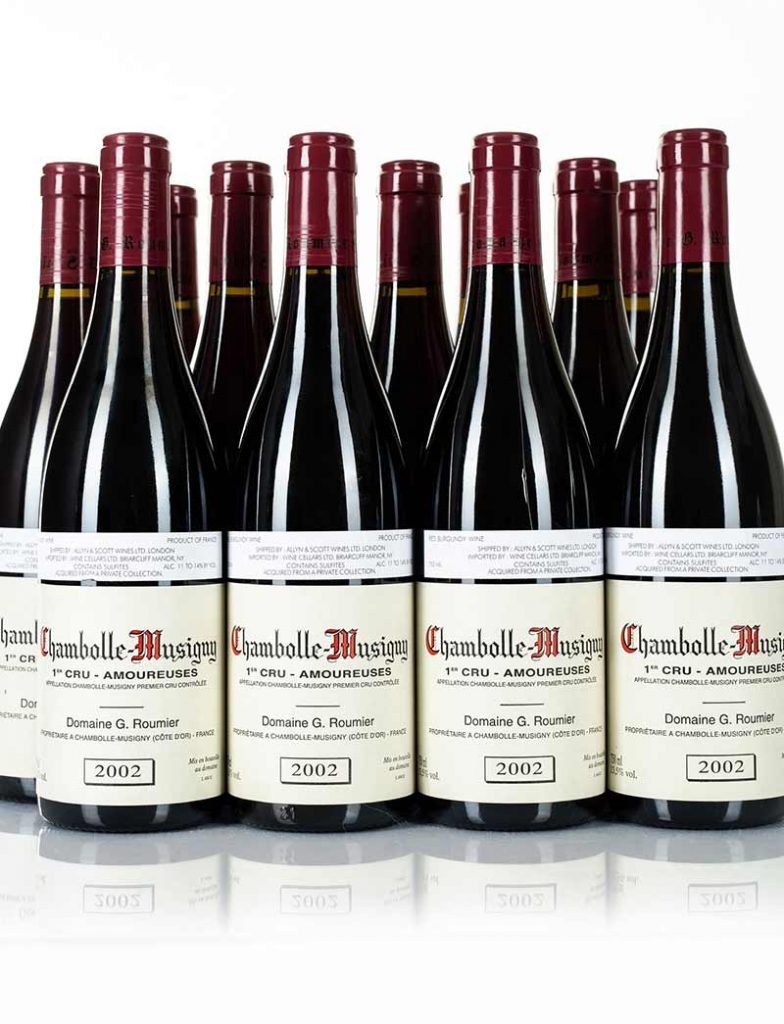 Lot 933: 12 bottles 2002 G. Roumier Chambolle Musigny Les Amoureuses