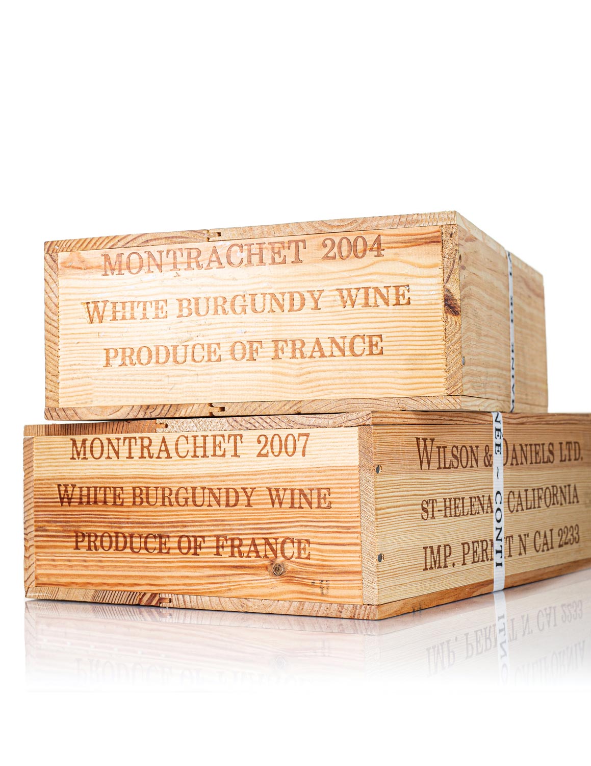 Lot 263, 264: 3 bottles each 2004, 2007 DRC Montrachet in banded OWCs