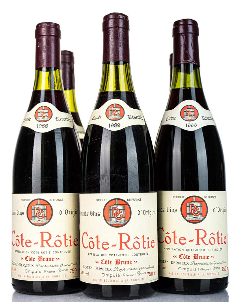 Lot 834-836: 1 bottle 1988, 2 bottles 1989 & 3 bottles 1990 Gentaz-Dervieux Cote Rotie Cote Brune