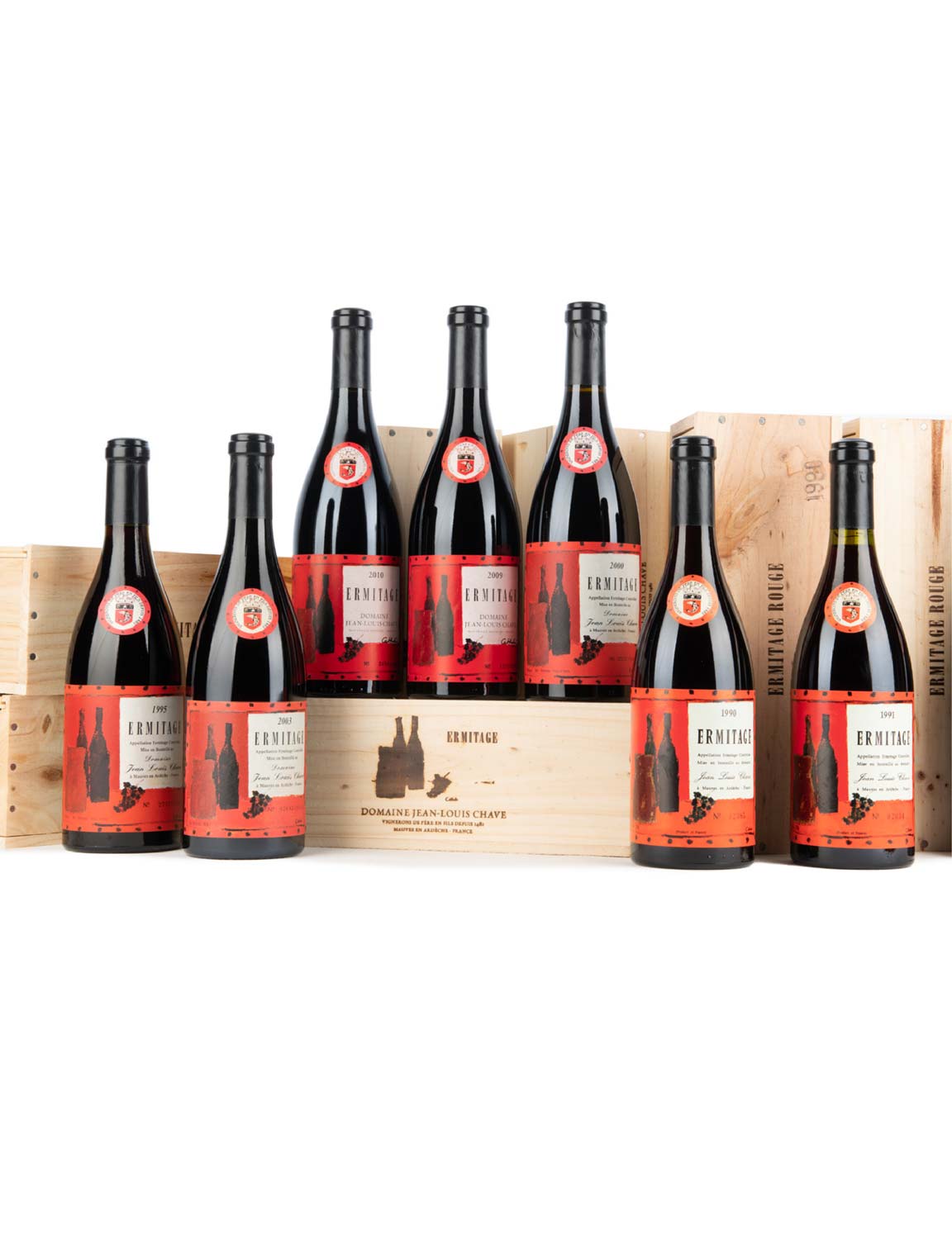 Lot 1192: 8 bottles 1990-2010 J.L. Chave Ermitage cuvée Cathelin in OWC