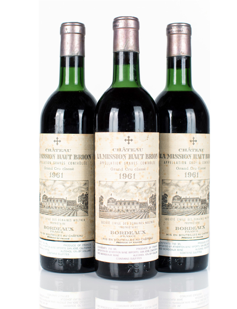3 bottles of 1961 Chateau La Mission Haut Brion