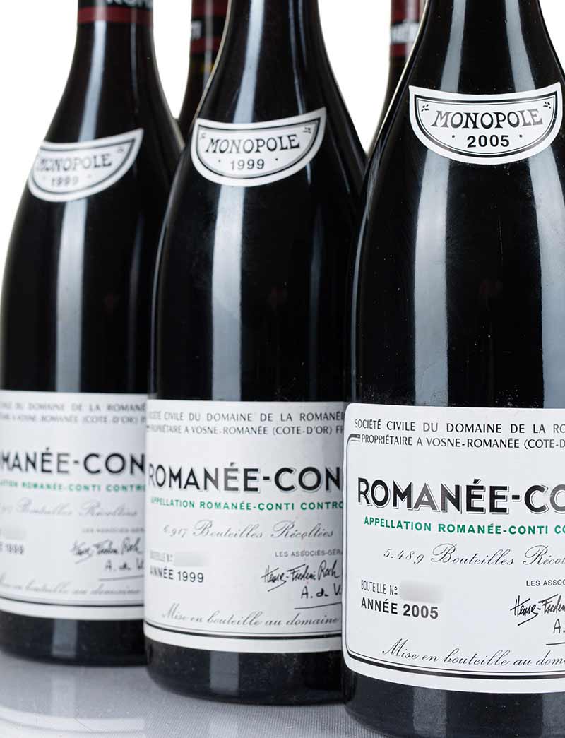 Lot 813, 816: 4 bottles 1999 & 3 bottles 2005 DRC Romanee Conti